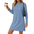 thumbnail image 1 of JWD Women's Long-Sleeve Casual Dress - Cozy Fall Fashion for Travel Airport Haze Blue XL, 1 of 9