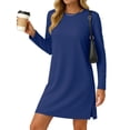 thumbnail image 1 of JWD Women's Long-Sleeve Casual Dress - Cozy Fall Fashion for Travel Airport Navy Blue S, 1 of 9