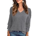 thumbnail image 1 of JWD Long Sleeve Shirts for Women V Neck Casual Tunic Tops Lightweight Pullover Dark Gray-XX-Large, 1 of 6