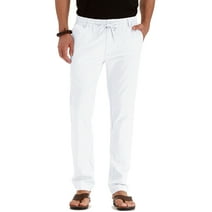 8QIDA Men's Loose Linen Straight Cotton Bloomers Summer Casual Pants ...
