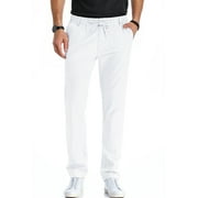 JWD Men's Cotton Linen Pants Elastic Waist Drawstring Casual Trouser Lightweight Straight-Legs Loose Beach Yoga Pants Pure White-US 34