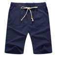 thumbnail image 1 of JWD Men’s Linen Shorts Casual Drawstring Summer Beach Shorts US Medium Navy Blue, 1 of 5
