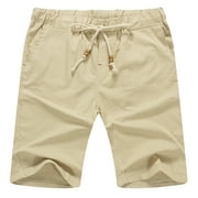 JWD Men’s Linen Shorts Casual Drawstring Summer Beach Shorts US X-Large Beige