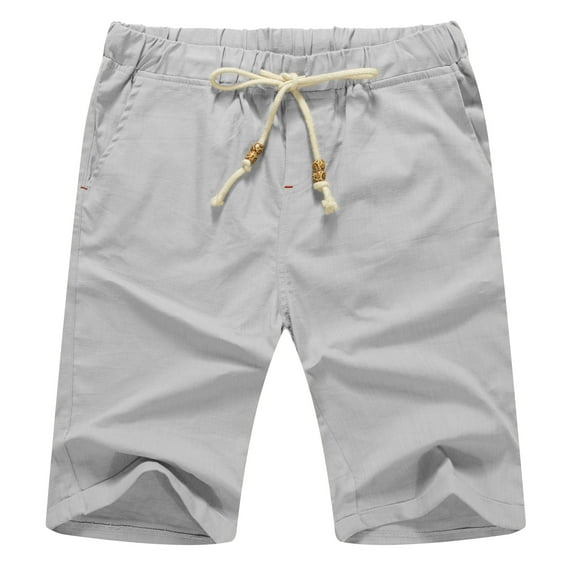 JWD Men’s Linen Shorts Casual Drawstring Summer Beach Shorts US XXX-Large Gray