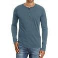 JWD Men's Henley Long Sleeve Cotton Casual TShirt, VG Blue, US Large