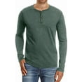 thumbnail image 1 of JWD Mens Henley Long Sleeve T-Shirt Cotton Casual Shirt US Large VG Green, 1 of 4