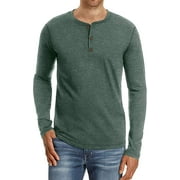 JWD Mens Henley Long Sleeve T-Shirt Cotton Casual Shirt US Large VG Green