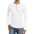 thumbnail image 1 of JWD Mens Henley Long Sleeve T-Shirt Cotton Casual Shirt US Small White, 1 of 4