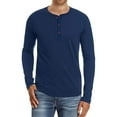 thumbnail image 1 of JWD Mens Henley Long Sleeve T-Shirt Cotton Casual Shirt US XX-Large Navy Blue, 1 of 4