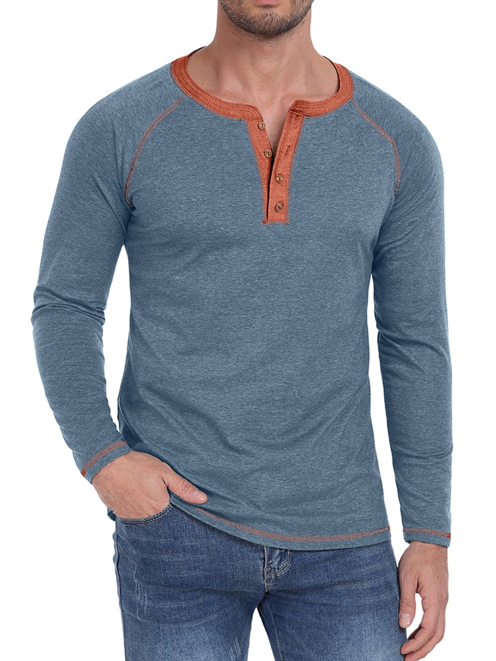APEXFWDT Mens Henley Long Sleeve Shirt Casual Slim Fit Basic APEXFWDT Mens Henley Long Sleeve Shirt Casual Slim Fit Basic