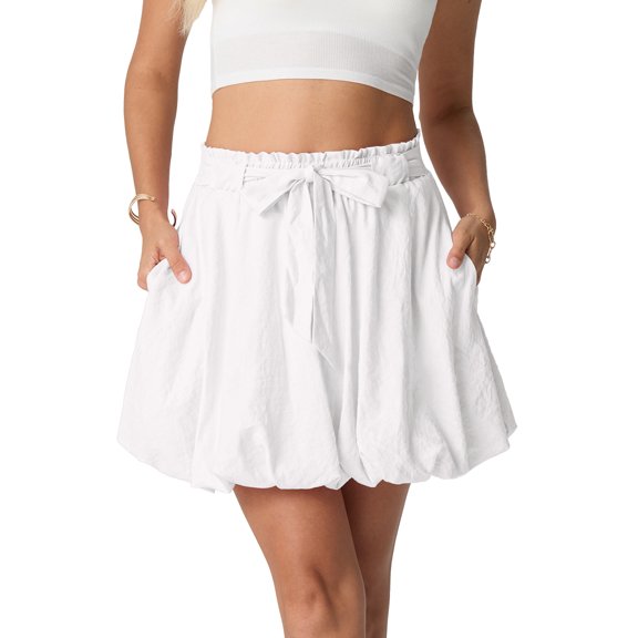 JWD Skirt for Women Boho High Waisted Ruffled Cute Casual Dressy Mini The Four Seasons Going Out Bloomer Skater Outfit White 2XL