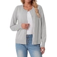 thumbnail image 1 of JWD Women Open Front Cardigan Buttons Long Sleeve Lightweight Knit Sweater Light Gray L, 1 of 6