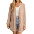 thumbnail image 1 of JWD Women's Cardigan Lightweight Open Front Cardigan Sheer Long Sleeve Button Down Loose Knited Cardigan Khaki X-Large, 1 of 6