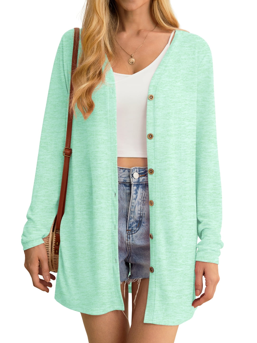 EXPOSED SEAM SHORT SLEEVE BUTTON DOWN CARDIGAN main image 1