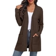 thumbnail image 1 of JWD Women's Cardigan Open Front Lightweight Cardigan Long Sleeve Cardigans with Pockets Coffee L, 1 of 7