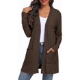 thumbnail image 1 of JWD Women's Cardigan Open Front Lightweight Cardigan Long Sleeve Sweater Cardigans with Pockets Coffee L, 1 of 7