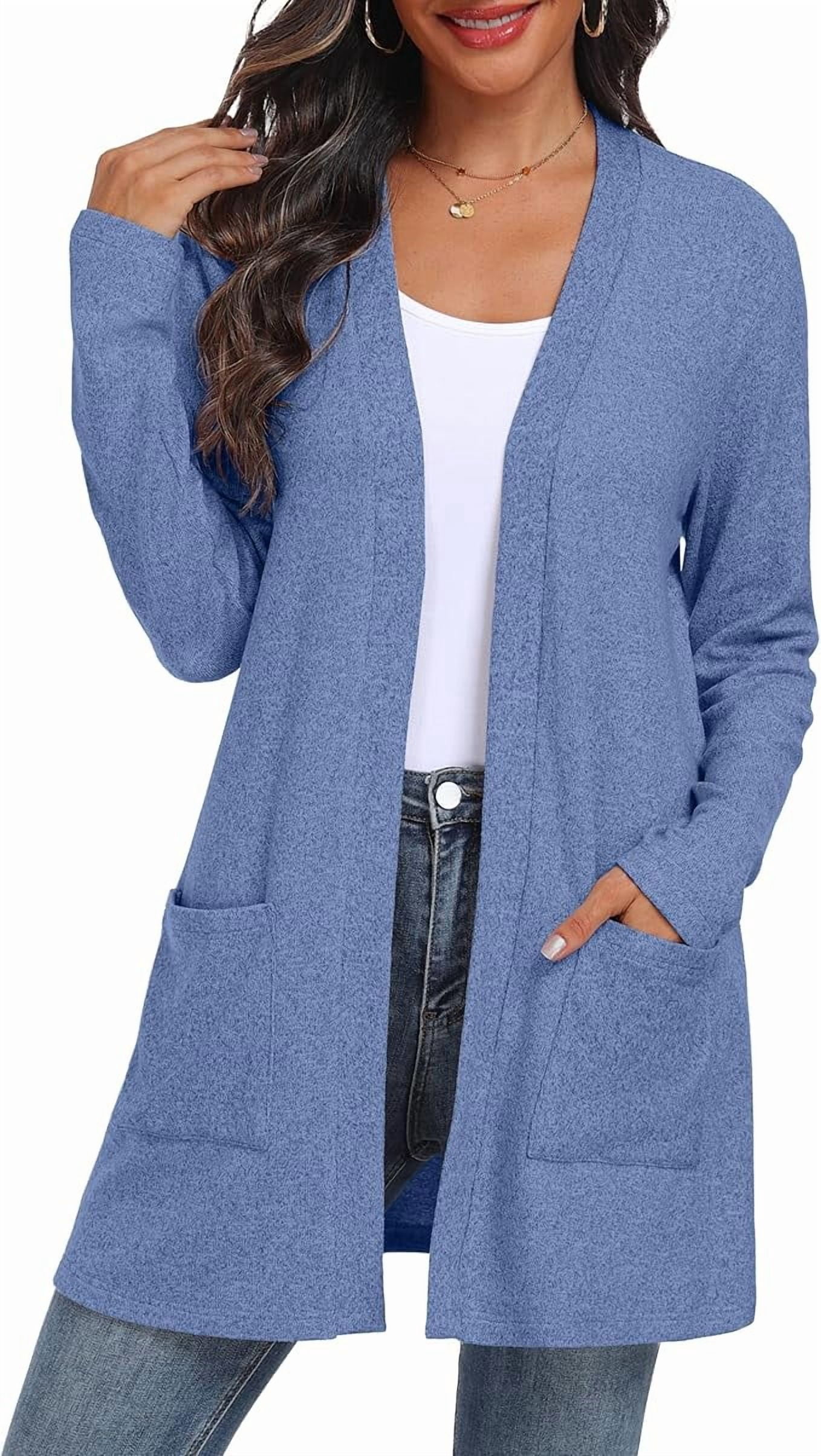 Long Jean Cardigans JWD Women's Cardigan Open Front Lightweight Cardigan Long Sleeve ...