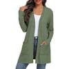 JWD Women's Cardigan Open Front Lightweight Cardigan Long Sleeve Cardigans with Pockets Moss Green M