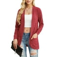 thumbnail image 1 of JWD Women's Cardigan Soft and Comfortable Pocket Top Fan-Shaped Hem Knitted Sweater Long Sleeved Coat Red L, 1 of 6
