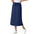 thumbnail image 1 of JWD Women's Elastic High Waist Maxi Skirt - Back Slit Flowy Wrap Skirt with Pockets for Casual Work Navy Blue 2XL, 1 of 10