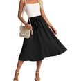 thumbnail image 1 of JWD Women's Floral Breathable Lightweight Pleated Maxi Skirt with Pockets, Black, L, 1 of 10