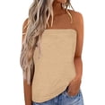 thumbnail image 1 of JWD Women's Floral Tube Tops Casual Summer Backless Strapless Top Sleeveless Bandeau Tanks Shirt Khaki XL, 1 of 5