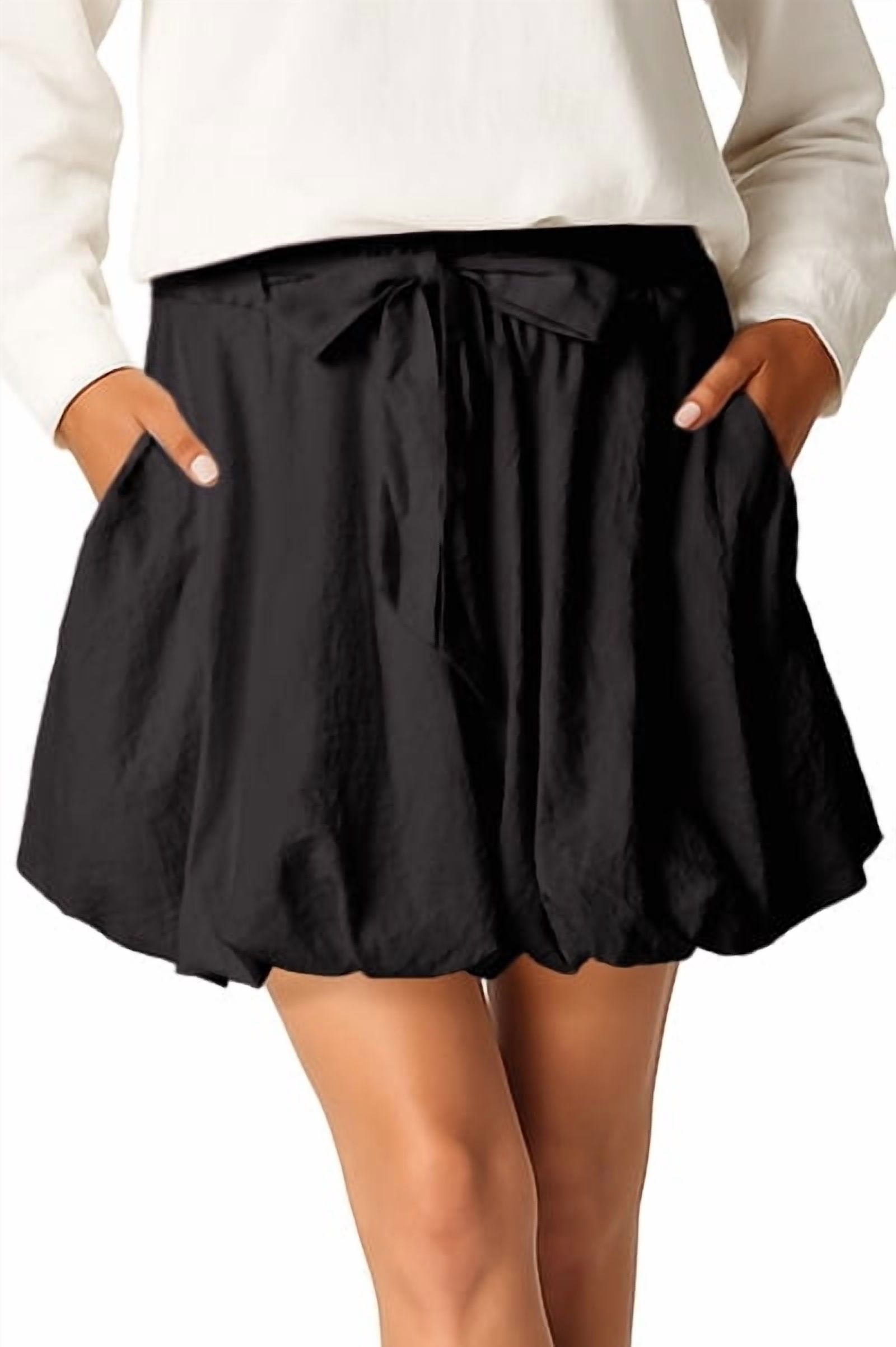 Short Ruffle Skrit JWD Women's High Waisted Bubble Skorts Paperbag Elastic Waist Mini ...