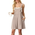 thumbnail image 1 of JWD Women's Rompers summer sleeveless short Jumpsuits Button adjustment with pocket Light Khaki XL, 1 of 8