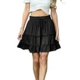 thumbnail image 1 of JWD Women's Short Skirt Summer Pleated Elastic Short Skirt Drawstring Mini Skirts Black L, 1 of 10