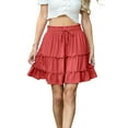 thumbnail image 1 of JWD Women's Short Skirt Summer Pleated Elastic Short Skirt Drawstring Mini Skirts Dragon fruit red S, 1 of 10