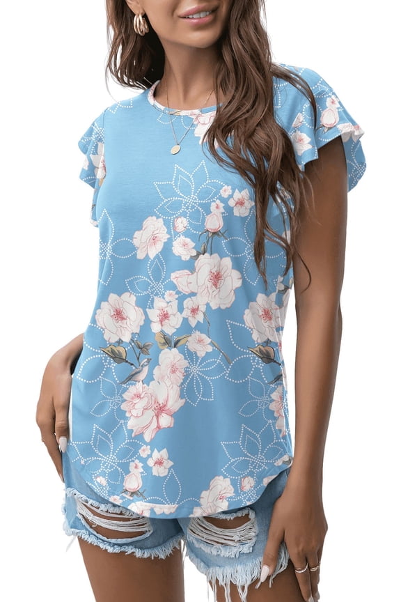 Women's Summer Casual Tops Round Neck Soft Short Sleeves Tops Basic T-Shirt Blouse