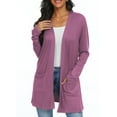 thumbnail image 1 of JWD Women's Cardigan Casual Lightweight with Pocketes Long Sleeve Open Front Cardigan Purple Red M, 1 of 8