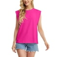 thumbnail image 1 of JWD Women's Top Cap Sleeve Summer Blouses Casual Crew NecK Solid Color Women's Tanks Pink XL, 1 of 8