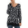thumbnail image 1 of JWD Women's V-Neck Long Sleeve Side Split Loose Casual Knit Pullover Sweater Blouse FP Leopard Black-X-Large, 1 of 5