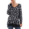 thumbnail image 1 of JWD Women's V-Neck Long Sleeve Side Split Loose Casual Knit Pullover Sweater Blouse FP Leopard Black-XX-Large, 1 of 5