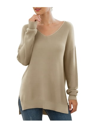 Autumn Winter Warm Cashmere Sweater Women V-Neck Pullover Casual Knitted  Tops //