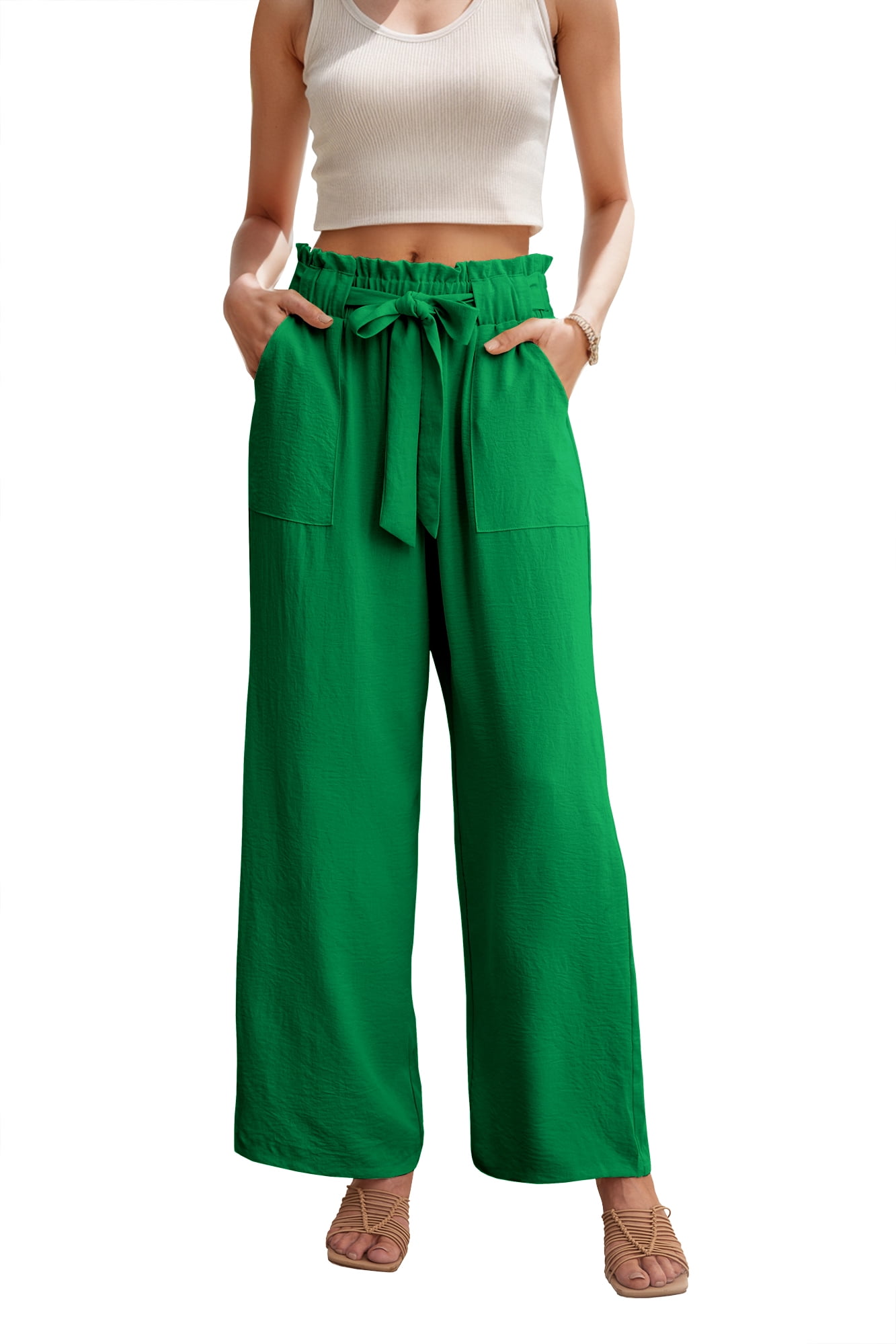 GREEN WIDE LEG PANTS