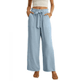 thumbnail image 1 of JWD Women's Wide Leg Pants with Pockets High Waist Adjustable Knot Loose Casual Trousers Business Work Casual Pants Haze blue XX-Large, 1 of 10
