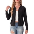 thumbnail image 1 of JWD Womens Cardigan Collared Knit Button Front Long Sleeve Sweater Top Lightweight Casual Layering Cardigan Black XL, 1 of 7