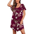thumbnail image 1 of JWD Womens Nightgown Short Sleeves Sleepwear Soft Loose Sleepshirt Scoopneck Pleated Nightshirt Loungewear, 1 of 5