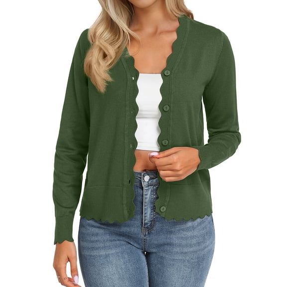 JWD Womens Open Front Cardigan Lightweight Sweater Button Down Long Sleeve Casual Knit Tops Shrugs for Women