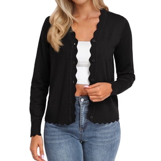 JWD Womens Open Front Cardigan Lightweight Sweater Button Down Long Sleeve Casual Knit Tops Shrugs for Women
