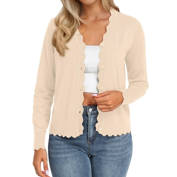 JWD Womens Open Front Cardigan Lightweight Sweater Button Down Long Sleeve Casual Knit Tops Shrugs for Women