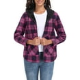 thumbnail image 1 of JWD Womens Plaid Shacket Jacket Long Sleeve Button Down Fleece Hooded Jackets Warm Coat, 1 of 7