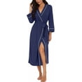 thumbnail image 1 of JWD Womens Robe Long Knit Bathrobe Lightweight Soft Robes Ladies Bath Robe, 1 of 8