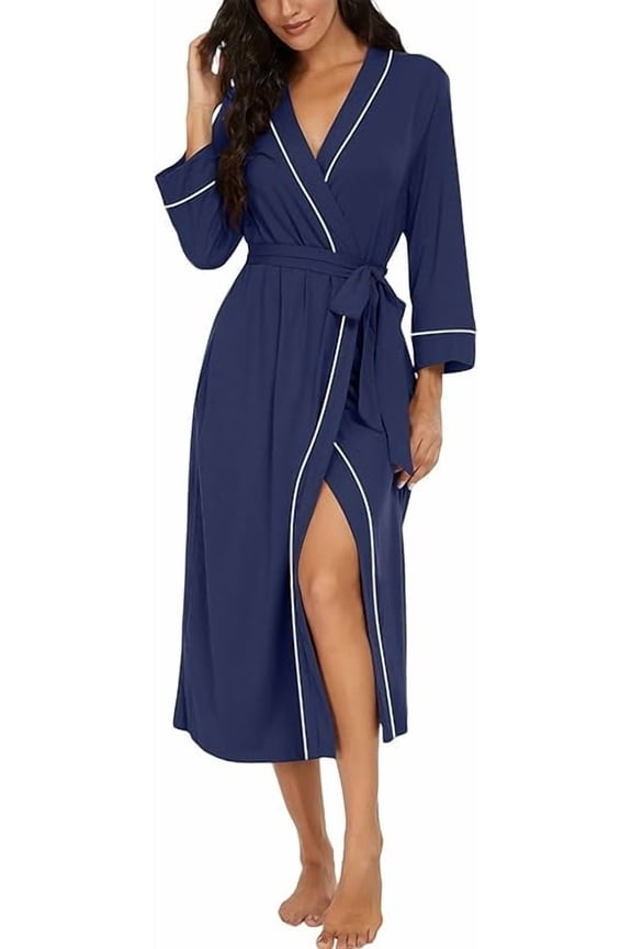 Womens Robe Long Knit Bathrobe Lightweight Soft Robes Ladies Bath Robe