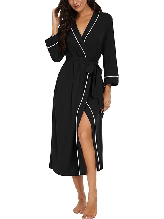 Womens Robe Long Knit Bathrobe Lightweight Soft Robes Ladies Bath Robe