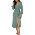 thumbnail image 1 of JWD Womens Robe Long Knit Bathrobe Lightweight Soft Robes Ladies Bath Robe, 1 of 8