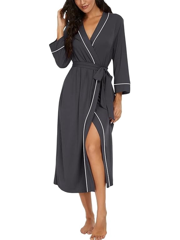 Womens Robe Long Knit Bathrobe Lightweight Soft Robes Ladies Bath Robe