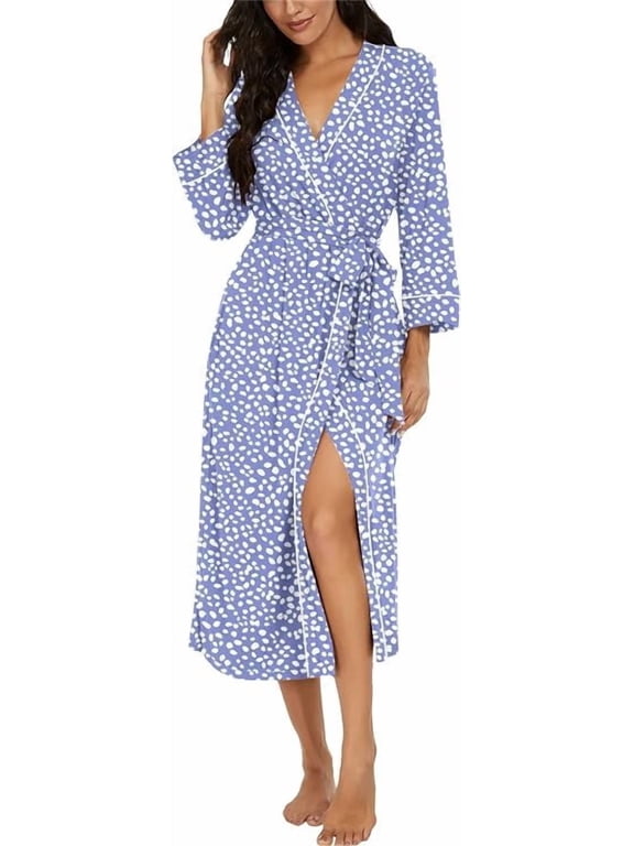 Womens Robe Long Knit Bathrobe Lightweight Soft Robes Ladies Bath Robe